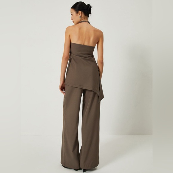 Commense Other - Assymetrical co ord halter pant set in brown